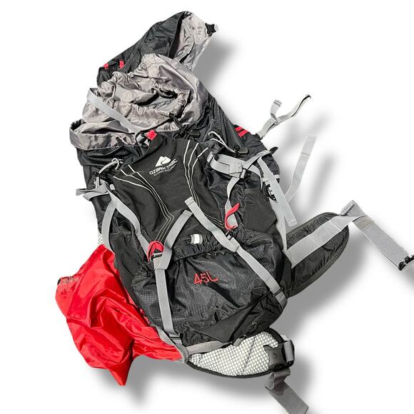 Ozark Trail 45L Montpelier Hiking Travel Backpack Hydration Compatible Black Red - Picture 1 of 12